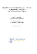 Cover page: Teachers of English Language Learners in Secondary Schools: Gaps in Preparation and Support