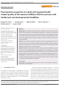 Cover page: Psychometric properties of a brief self‐reported health‐related quality of life measure (HRQoL‐IDD) for persons with intellectual and developmental disabilities