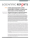 Cover page: In Situ Characterization of the Initial Effect of Water on Molecular Interactions at the Interface of Organic/Inorganic Hybrid Systems