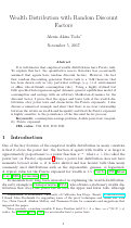 Cover page: Wealth Distribution with Random Discount Factors