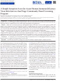 Cover page: A Simple Symptom Score for Acute Human Immunodeficiency Virus Infection in a San Diego Community-Based Screening Program.