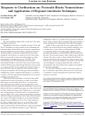 Cover page: Response to Clarifications on: Pectoralis Blocks Nomenclature and Applications of Regional Anesthesia Techniques