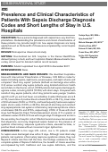 Cover page: Prevalence and Clinical Characteristics of Patients With Sepsis Discharge Diagnosis Codes and Short Lengths of Stay in U.S. Hospitals