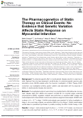 Cover page: The Pharmacogenetics of Statin Therapy on Clinical Events: No Evidence that Genetic Variation Affects Statin Response on Myocardial Infarction