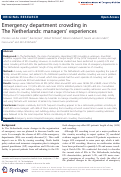 Cover page: Emergency department crowding in The Netherlands: managers’ experiences