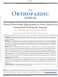 Cover page: Clinical Observership Opportunities in North America for International Orthopaedic Surgeons.