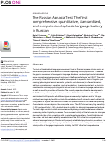 Cover page: The Russian Aphasia Test: The first comprehensive, quantitative, standardized, and computerized aphasia language battery in Russian.