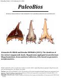 Cover page: The dentition of the extinct megamouth shark, Megachasma applegatei (Lamniformes: Megachasmidae), from southern California, USA, based on geometric morphometrics