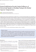 Cover page: Retinal Stabilization Reveals Limited Influence of Extraretinal Signals on Heading Tuning in the Medial Superior Temporal Area