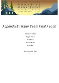 Cover page: Appendix E: Water Team Final Report