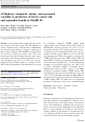 Cover page: 25-Hydroxy vitamin-D, obesity, and associated variables as predictors of breast cancer risk and tamoxifen benefit in NSABP-P1