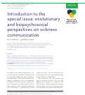 Cover page: Introduction to the special issue: evolutionary and biopsychosocial perspectives on sickness communication.