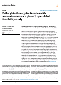Cover page: Psilocybin therapy for females with anorexia nervosa: a phase 1, open-label feasibility study.