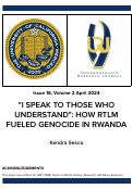Cover page: "I SPEAK TO THOSE WHO UNDERSTAND": HOW RTLM FUELED GENOCIDE IN RWANDA