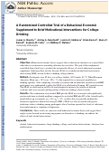Cover page: A Randomized Controlled Trial of a Behavioral Economic Supplement to Brief Motivational Interventions for College Drinking