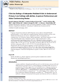 Cover page: Clinician Ratings of Interpreter Mediated Visits in Underserved Primary Care Settings with Ad hoc, In-person Professional, and Video Conferencing Modes