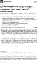 Cover page: Choline Supplementation Prevents a Hallmark Disturbance of Kwashiorkor in Weanling Mice Fed a Maize Vegetable Diet: Hepatic Steatosis of Undernutrition