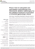 Cover page: Phase I Trial of Carboplatin and Gemcitabine Chemotherapy and Stereotactic Ablative Radiosurgery for the Palliative Treatment of Persistent or Recurrent Gynecologic Cancer