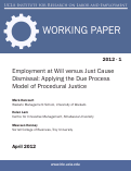 Cover page: Employment at Will versus Just Cause Dismissal:   Applying the Due Process Model of Procedural Justice
