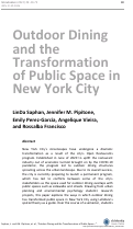 Cover page: Outdoor Dining and the Transformation of Public Space in New York City