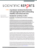 Cover page: A protease-resistant Escherichia coli asparaginase with outstanding stability and enhanced anti-leukaemic activity in vitro