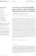 Cover page: A novel loss-of-function KCNB1 gene variant in a twin with global developmental delay and seizures.