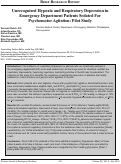 Cover page: Unrecognized Hypoxia and Respiratory Depression in Emergency Department Patients Sedated for Psychomotor Agitation: A Pilot Study