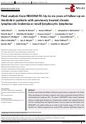 Cover page: Final analysis from RESONATE: Up to six years of follow‐up on ibrutinib in patients with previously treated chronic lymphocytic leukemia or small lymphocytic lymphoma