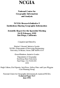 Cover page: NCGIA Research Initiative 9- Institutions Sharing Geographic Information:  Scientific Report for the Specialist Meeting, 26-29 February 1992 (92-5)