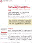 Cover page: De novo TRPM3 missense variant associated with neurodevelopmental delay and manifestations of cerebral palsy.