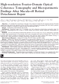 Cover page: High-resolution Fourier-Domain Optical Coherence Tomography and Microperimetric Findings After Macula-off Retinal Detachment Repair