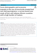 Cover page of Socio-demographic and economic inequity in the use of insecticide-treated bed nets during pregnancy: a survey-based case study of four sub-Saharan African countries with a high burden of malaria.