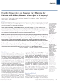 Cover page: Provider Perspectives on Advance Care Planning for Patients with Kidney Disease: Whose Job Is It Anyway?