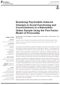 Cover page: Examining Psychedelic-Induced Changes in Social Functioning and Connectedness in a Naturalistic Online Sample Using the Five-Factor Model of Personality