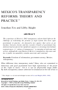 Cover page of Transparency Reforms: Theory and Practice
