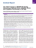 Cover page: The C677T Variant in MTHFR Modulates Associations Between Brain Integrity, Mood, and Cognitive Functioning in Old Age