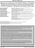 Cover page: Management and Outcome of COVID-19 Positive and Negative Patients in French Emergency Departments During the First COVID-19 Outbreak: A Prospective Controlled Cohort Study