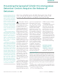 Cover page: Preventing the Spread of COVID-19 in Immigration Detention Centers Requires the Release of Detainees.