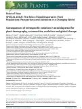 Cover page: Consequences of intraspecific variation in seed dispersal for plant demography, communities, evolution and global change