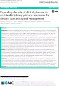 Cover page: Expanding the role of clinical pharmacists on interdisciplinary primary care teams for chronic pain and opioid management