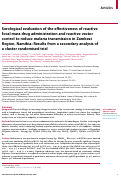 Cover page: Serological evaluation of the effectiveness of reactive focal mass drug administration and reactive vector control to reduce malaria transmission in Zambezi Region, Namibia: Results from a secondary analysis of a cluster randomised trial