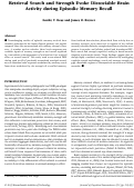 Cover page: Retrieval Search and Strength Evoke Dissociable Brain Activity during Episodic Memory Recall
