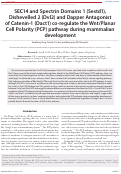 Cover page: SEC14 and Spectrin Domains 1 (Sestd1), Dishevelled 2 (Dvl2) and Dapper Antagonist of Catenin-1 (Dact1) co-regulate the Wnt/Planar Cell Polarity (PCP) pathway during mammalian development.