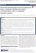 Cover page: Electroencephalography-based endogenous brain–computer interface for online communication with a completely locked-in patient