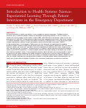 Cover page: Introduction to Health Systems Science: Experiential Learning Through Patient Interviews in the Emergency Department.