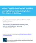 Cover page: Recent trends in power system reliability and implications for evaluating future investments in resiliency