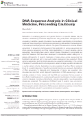Cover page: DNA Sequence Analysis in Clinical Medicine, Proceeding Cautiously