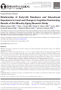 Cover page: Relationship of Early-Life Residence and Educational Experience to Level and Change in Cognitive Functioning: Results of the Minority Aging Research Study.