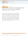 Cover page: Asynchronous evolution of interdependent nest characters across the avian phylogeny.