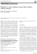 Cover page: Reliability of a class of nonlinear systems under switching random excitations